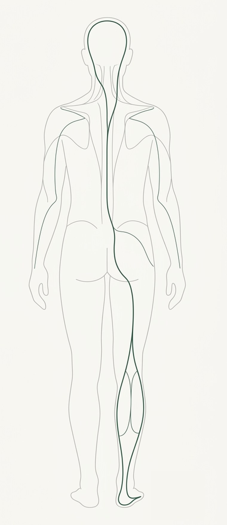 足裏から背面を通り頭部まで続く筋膜のつながりを示した図